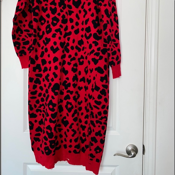 Long Red Leopard Cardigan - Picture 8 of 13
